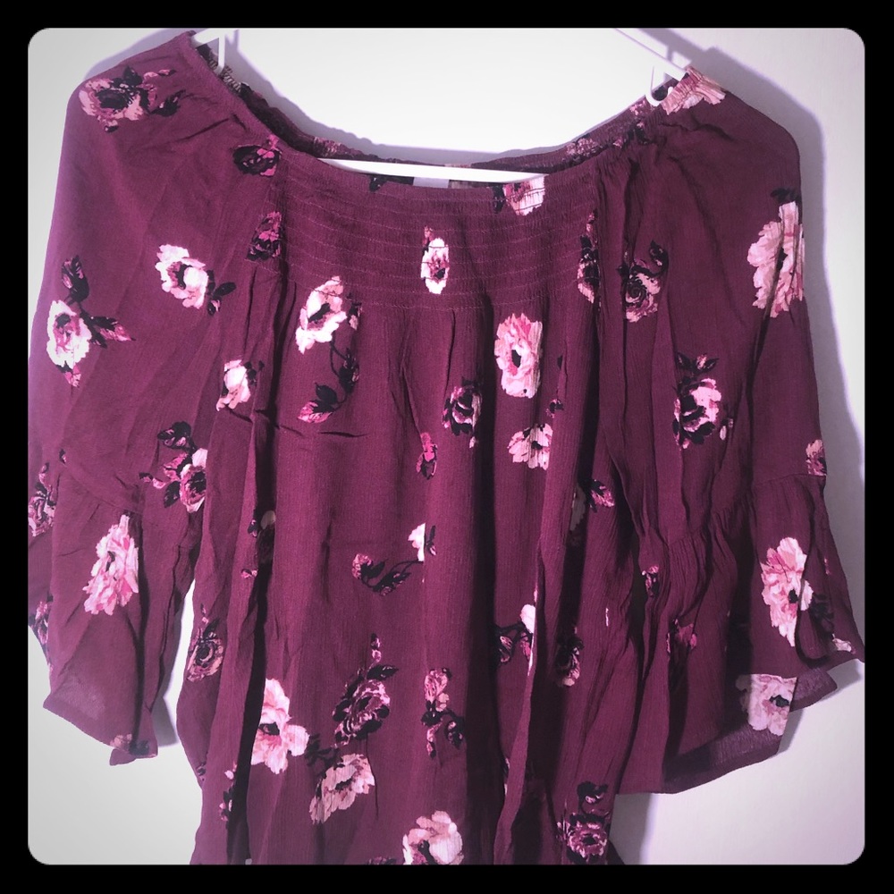 Maroon Off-shoulder Blouse